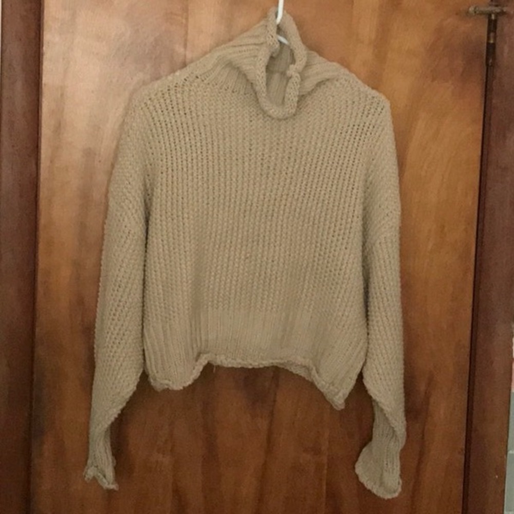 Cotton blend turtleneck cropped sweater NEW 1X